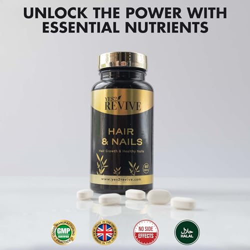 YES2 REVIVE Hair Nails Growth - Includes Marine Collagen, Ascorbic Acid, MSM & Vitamin C for Men and Women Skin, Longer, Strength, Thicker YES2 REVIVE uk supplements