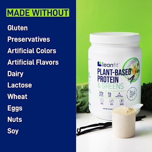 LeanFit Plant-Based Protein & Greens Natural Vanilla – 20g Plant Protein + 4 Leafy Greens LeanFit uk supplements