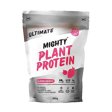 Mighty Ultimate Vegan Protein Powder, Super Berry Flavour, (17 Servings, 510g Bag without Scoop) MIGHTY uk supplements