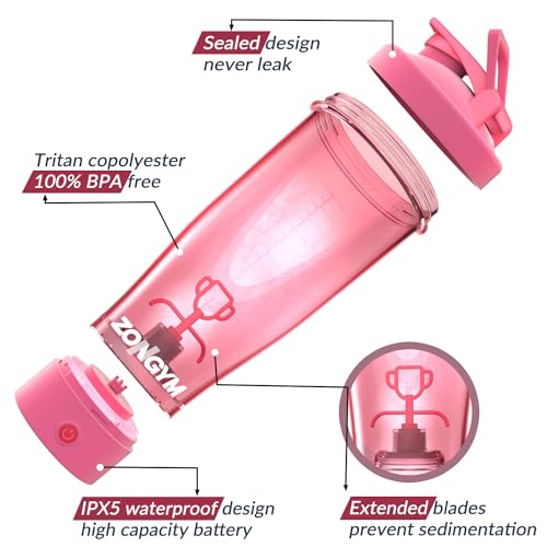 Electric Protein Shaker Bottle, 24 oz USB Rechargeable Blender Bottles, Shaker Bottles ZonGym uk supplements