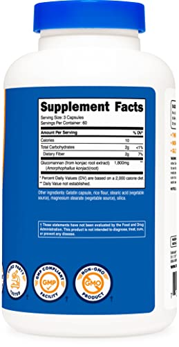 Nutricost Glucomannan 1,800mg Per Serving, 180 Capsules - Natural Fiber Source Nutricost uk supplements