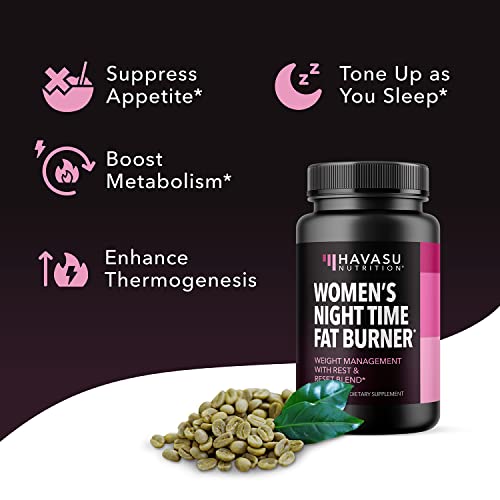 HAVASU NUTRITION Night Time Fat Burner Weight Loss Pills for Women | Appetite Suppressant for Weight Loss (+ Vitamin D, 60 Count) HAVASU NUTRITION uk supplements