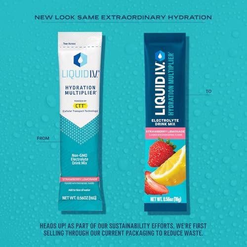 Liquid I.V.® Hydration Multiplier - Strawberry Lemonade | Electrolyte Powder Drink Mix | 1 Pack (16 Servings) Liquid I.V. uk supplements