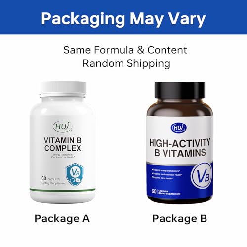 HUJ High-Activity B Vitamins - Supports Normal Energy Metabolism & Nerve System Health - Supplement with 8 B Vitamins, Inositol and D-Chiro Inositol - 60 Capsules. HUJ uk supplements