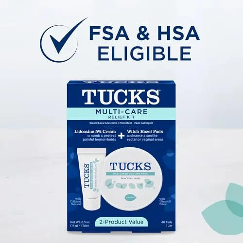 Tucks Multi-Care Relief Kit – 40 Count Witch Hazel Pads & 0.5 oz. Lidocaine Cream - Protects from Irritation, Hemorrhoid Treatment Medicated Pads Used by Hospitals TUCKS uk supplements