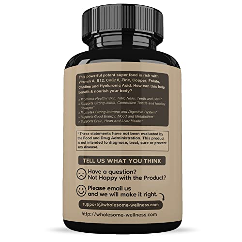 Grass Fed Desiccated Beef Liver Capsules (180 Pills, 750mg Each) - Natural Iron, Vitamin A Wholesome Wellness uk supplements