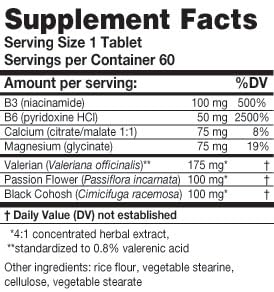 MyoCalm 60 Vegetarian Capsules | Valerian 175mg, Passion Flower 100mg, Black Cohosh 100mg, Calcium 75mg, Magnesium 75mg, b3(niacinamide), b6(Pyridoxine HCI) Karuna uk supplements