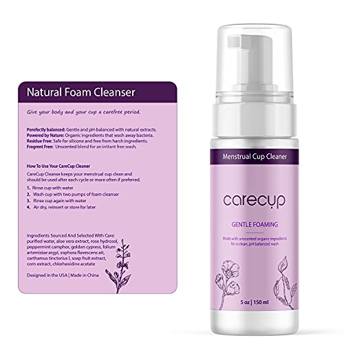 CareCup Menstrual Cup Cleaner - Unscented Foaming Sterilizer Wash for Silicone Period discs - Wipes Clean CareCup uk supplements