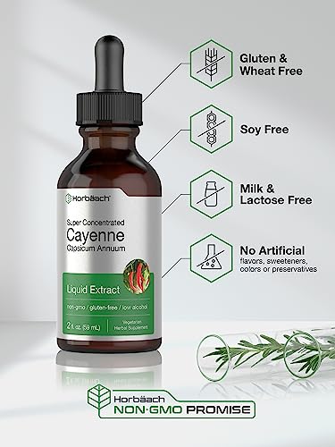 Cayenne Pepper Liquid Extract | 2 fl oz | Vegetarian, Non-GMO, Gluten Free Supplement Horbäach uk supplements