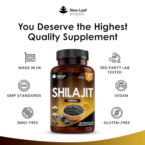 Shilajit Capsules 1400mg 60% Fulvic Acid Pure Shilajit - High Strength Himilayan Shilajit NEW LEAF PRODUCTS uk supplements