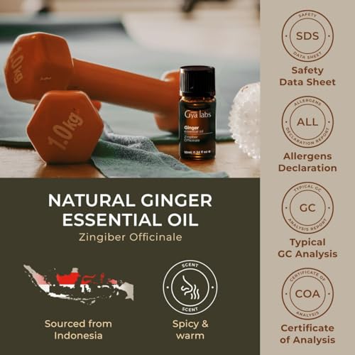 Gya Labs Ginger Oil for Comfort - Natural Ginger Essential Oil for Massage Oil - Ginger Oil Gya Labs uk supplements