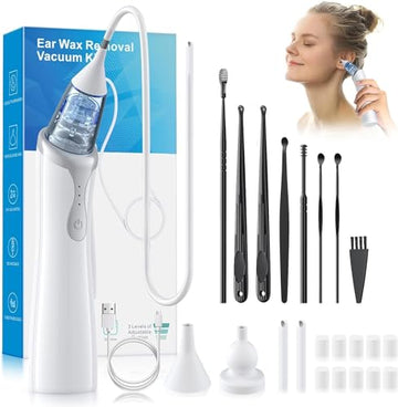 Ear Vacuum Wax Remover, Ear Wax Removal with 8 Pcs Ear Pick, Ear Wax Girug uk supplements