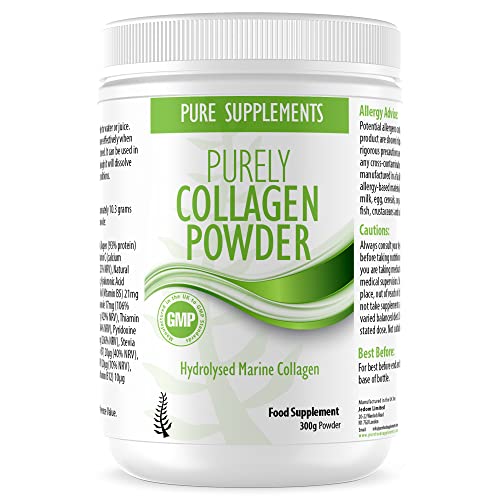 Collagen Powder Marine Supplement | Hydrolyzed Protein peptides with Hyaluronic Acid Vitamin C Biotin etc for Women Men Pure Food Supplements uk supplements