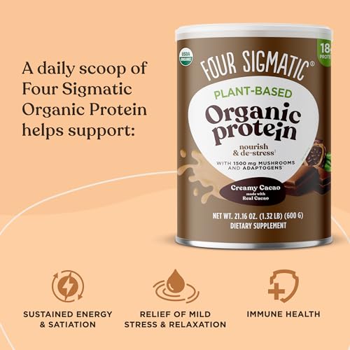 Four Sigmatic Organic Plant-Based Protein Powder Creamy Cacao Protein with Lion’s Mane Four Sigmatic uk supplements