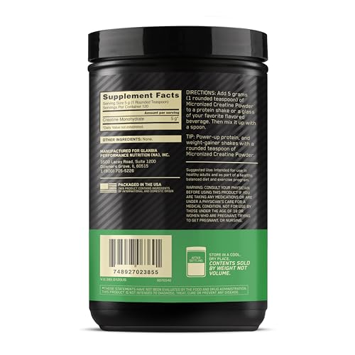 Optimum Nutrition Micronized Creatine Monohydrate Powder, Unflavored, 120 Servings, 600 Grams Optimum Nutrition uk supplements