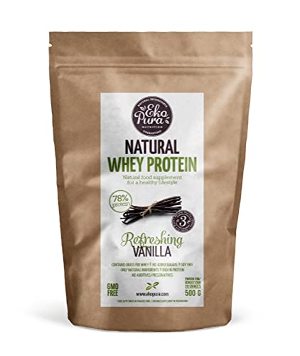 Ekopura Natural Whey Protein - Vanilla - 500g | 78% Protein | 100% Natural Grass Fed Whey Ekopura uk supplements