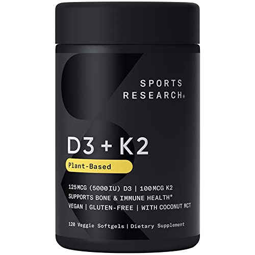 Sports Research Vitamin D3 + K2 with 5000iu of Plant-Based D3 & 100mcg of Vitamin Sports Research uk supplements