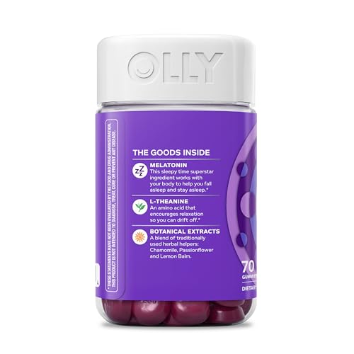 OLLY Sleep Gummy, 3 mg Melatonin, L-Theanine, Chamomile, Lemon Balm, Sleep Aid, Blackberry - 70 Count OLLY uk supplements