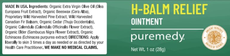 Puremedy - H-Relief Balm - All-Natural Salve for Bottom Lumps and Fissures, with Only Certified Organic or Wild Harvested Ingredients, 1 oz Puremedy uk supplements
