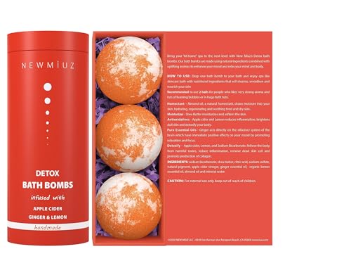 Natural Detox Fizzing Bubble Bath Bombs Apple Cider Ginger & Lemon Essential Oils Cleanse New Miuz uk supplements