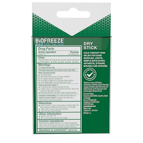 Biofreeze Dry Stick, Mess-Free Relief for Neck, Shoulder, Knee, Hip, Hand & Joint, Cooling Menthol Pain Relief Stick, Up to 100 Uses Biofreeze uk supplements