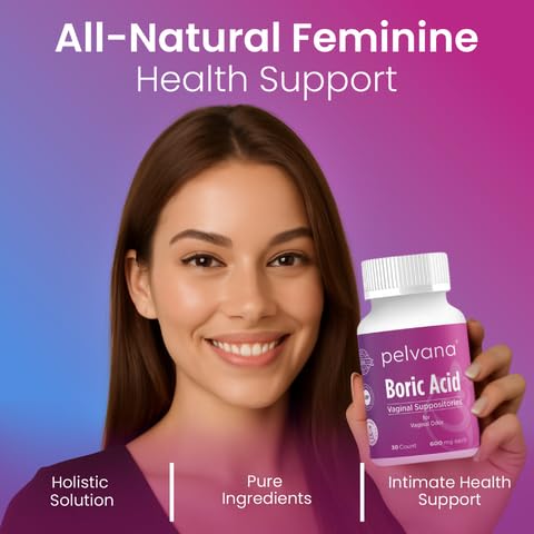 Pelvana Boric Acid Suppositories for Women 30 + 7 Applicators + 50 pH Test Strips, Total of 87 Piece Kit for Vaginal Odor - Third-Party Verified & Bottled in The USA - Feminine Health Odor Solution Pelvana uk supplements