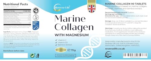 Reverse Life Powerful Marine Collagen Tablets 1800mg with Vitamin C & Vitamin D3 + Magnesium Reverse Life uk supplements