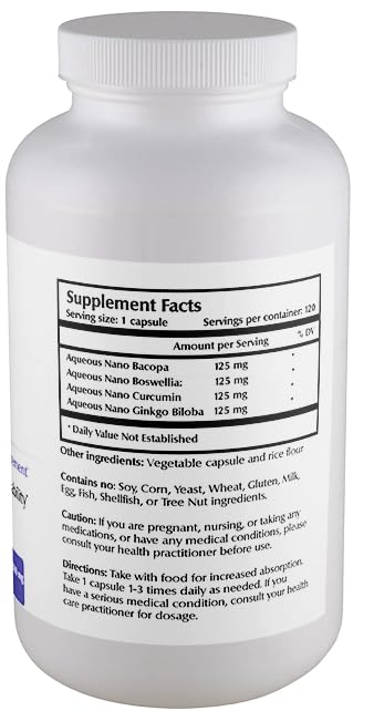 One Planet Nutrition Nano Brain 500 mg Capsules (120 Count) - Synergistic Blend of Bacopa, Curcumin, Boswellia & Ginkgo - Enhances Mental Clarity & Memory - Non-GMO, Vegan, Gluten Free One Planet Nutrition uk supplements