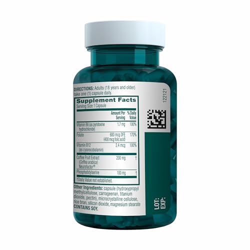 NEURIVA Plus Brain Supplement for Memory and Focus Clinically Tested Nootropics for Concentration for Mental Clarity, Cognitive Enhancement Vitamins B6, B12, Phosphatidylserine 30 Capsules NEURIVA uk supplements