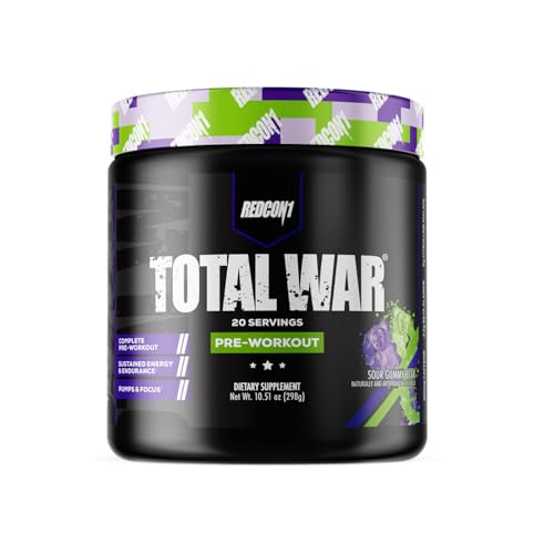 REDCON1 Total War Pre Workout Powder, Sour Gummy Bear - Fast Acting Caffeinated REDCON1 uk supplements