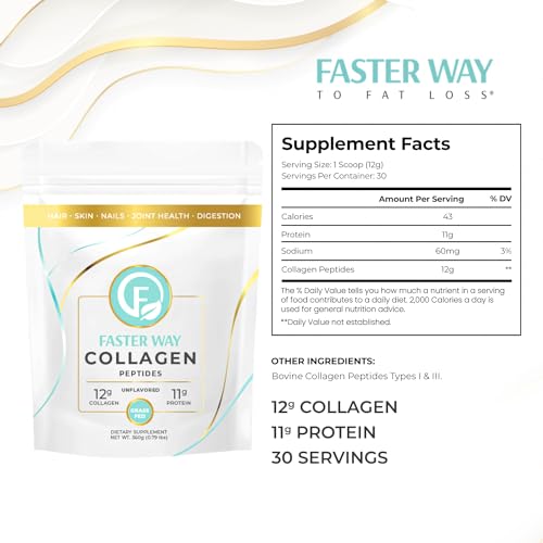 FASTer Way to Fat Loss, Unflavored, 360g Grass-Fed Beef Collagen Peptides for Skin FASTer Way to Fat Loss uk supplements