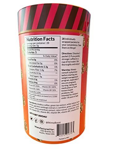 Skinny Boost Skinny Coffee- (Unflavored) Instant Sticks Made with Arabica Coffee, Garcinia SkinnyBoost uk supplements