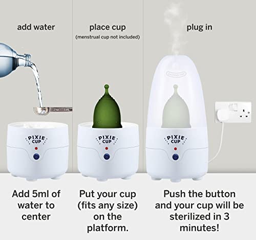Pixie Menstrual Cup & Disc Steamer Sterilizer - Ranked 1 for The Best Steamer - Kills 99.9% of Germs Pixie Cup uk supplements