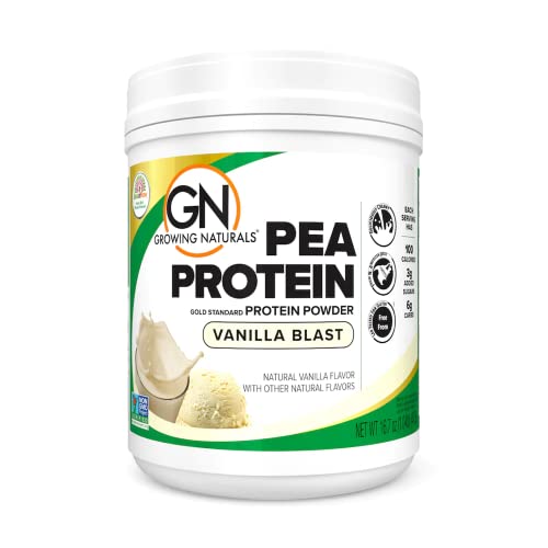 Growing Naturals | Vanilla Raw Pea Powder 15g Plant Protein | 2.8G BCAA, Low-Carb Growing Naturals uk supplements