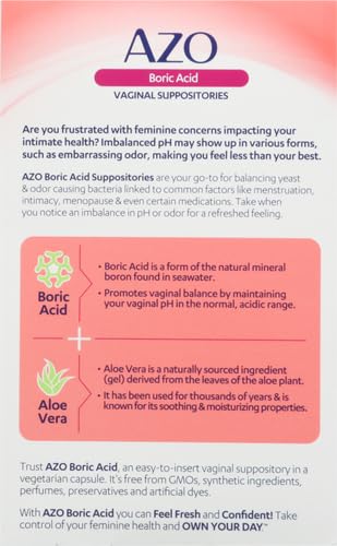 AZO Boric Acid Vaginal Suppositories, Helps Support Odor Control and Balance Vaginal PH AZO uk supplements