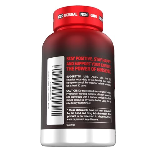 Herbtonics Korean Red Panax Ginseng 1500mg - Energy Supplement for Peak Performance, Focus & Vitality - High Potency Ginseng Root Extract - 120 Vegan Capsules Herbtonics uk supplements