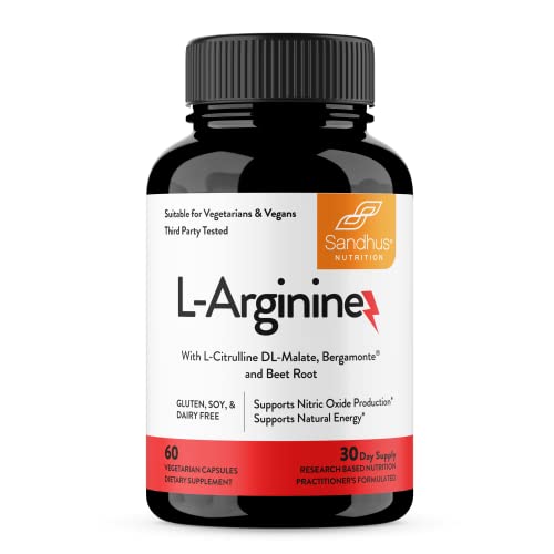 Sandhu's L-Arginine with Nitric Oxide Precursor | Made in The USA| 30 Days Supply Sandhu's uk supplements