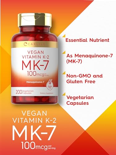 Carlyle Vitamin K2 MK7 100mcg | 200 Vegan Capsules | Menaquinone-7 Supplement Carlyle uk supplements