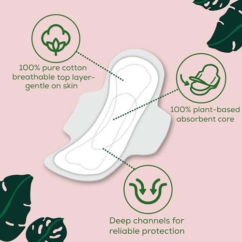 L. Pure Cotton Topsheet Pads for Women, Regular Absorbency, Ultra Thin Pads with Wings L. uk supplements