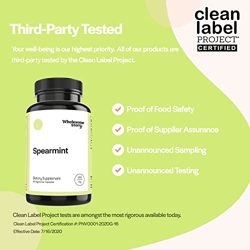 Organic Spearmint Capsules | Great Alternative to Spearmint Tea | 1000mg Spearmint Leaf Wholesome Story uk supplements