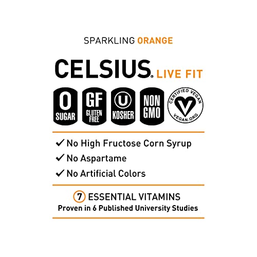 CELSIUS Sparkling Orange, Functional Essential Energy Drink 12 Fl Oz (Pack of 12) CELSIUS uk supplements