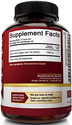 Apple Cider Vinegar Capsules with The Mother - 120 Vegan ACV Pills NutriFlair uk supplements