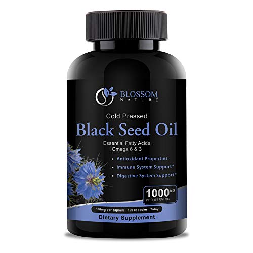 Black Seed Oil Capsules 1000mg - Premium Black Cumin Seed Oil Capsules - Black Seed Blossom Nature uk supplements