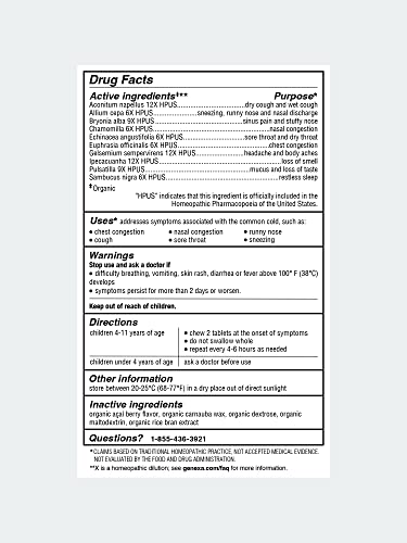 Genexa Cold Crush for Children – 60 Tablets | Certified Organic & Non-GMO, Physician Genexa uk supplements