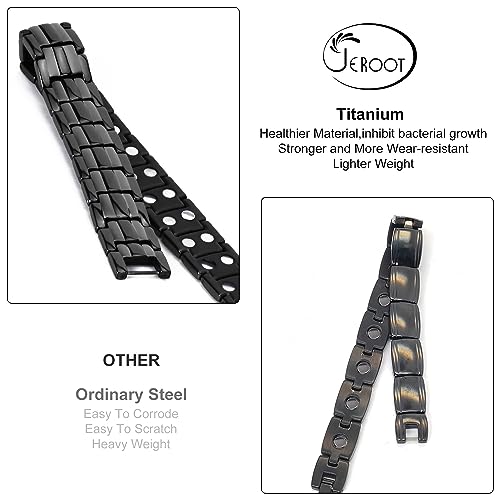 JEROOT Magnetic Bracelets for Men, Pure Titanium Double Row Strong Magnets JEROOT uk supplements