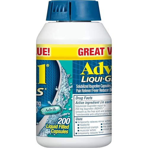 Advil Liqui-Gels Pain Reliever and Fever Reducer, Pain Medicine for Adults with Ibuprofen 200mg for Headache, Backache, Menstrual Pain and Joint Pain Relief - 200 Capsules, Advil PM Ibuprofen - 2 Ct Advil uk supplements