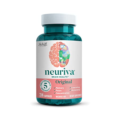 NEURIVA Original Decaffeinated Clinically Tested Nootropic Brain Supplement for Memory, Focus & Concentration, NeuroFactor & Phosphatidylserine, 28ct Capsules NEURIVA uk supplements