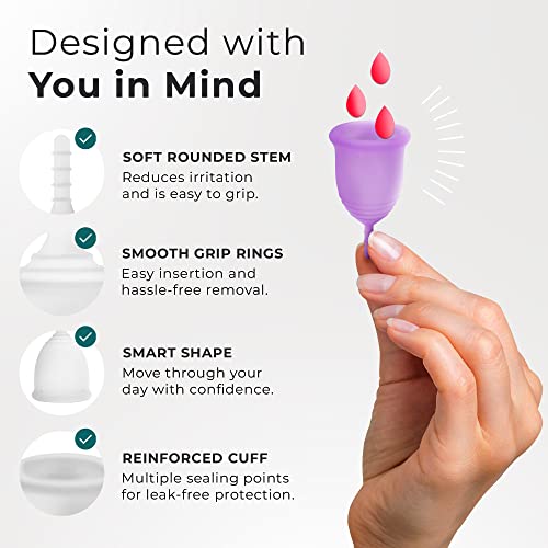 CareCup Menstrual Cups - Set of 2 Reusable Period Cups - Premium Design with Soft, Flexible Carecup uk supplements