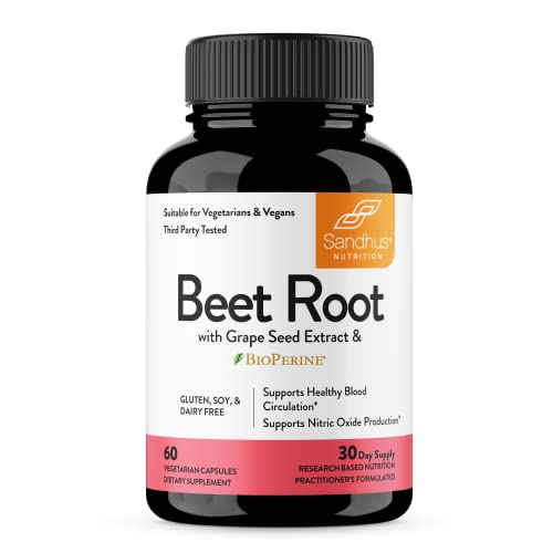 Sandhu's Beet Root Powder Capsules with Bioperine| 60 Capsules, 60 Days Supply Sandhu's uk supplements