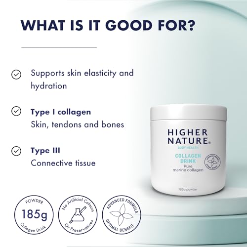 Higher Nature - Collagen Drink - Increases Skin Elasticity & Hydration - Collagen Powder HIGHER NATURE uk supplements